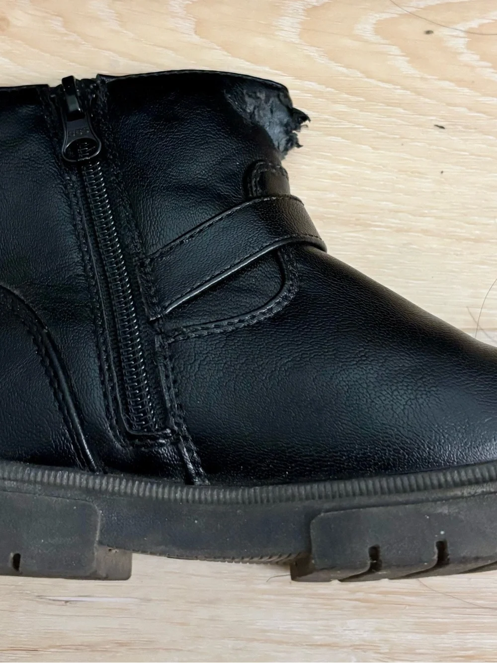 Cat & Jack Kids Black Ankle Boots with Buckle Detail